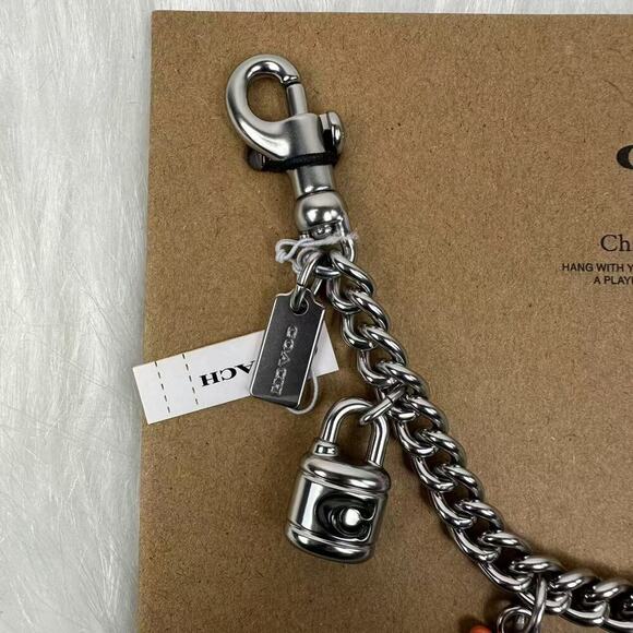 Coach Silver Swagger Chain With Charms Flower, Bear, C, Rainbow, Lock CW662 NWT - Picture 6 of 10